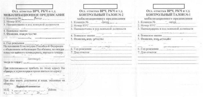 Как выдают мобилизационное предписание