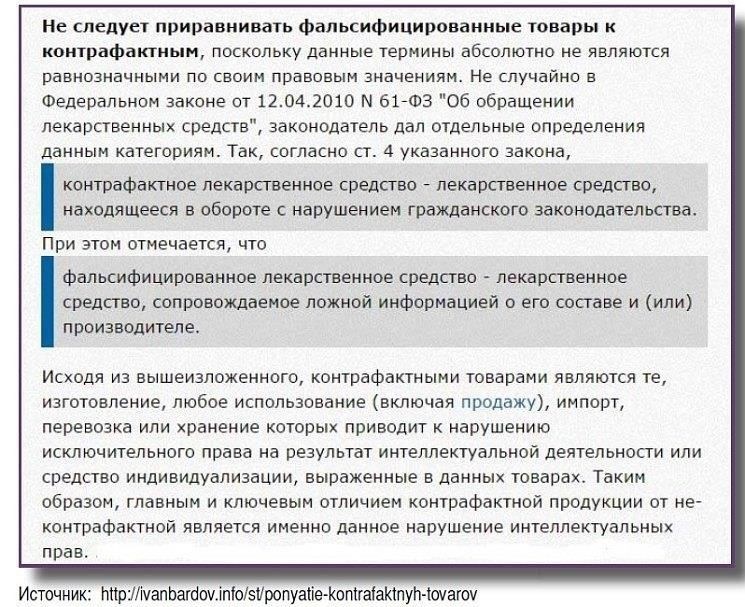Правовые последствия контрафактной продукции в России