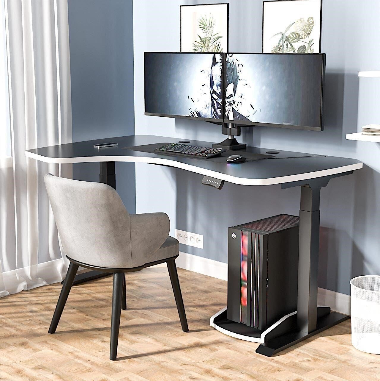 Рабочая станция с электроприводом PARUS TOWER DOUBLE-16RUANDA-BLACK
